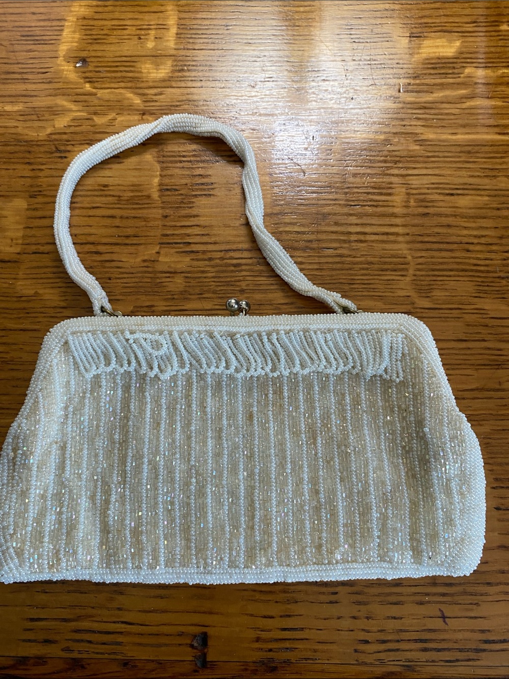 Vintage Beaded Evening Clutch Handbag in Ivory